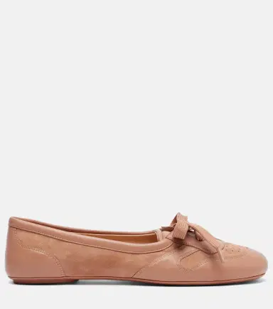 Gianvito Rossi Vault leather-trimmed suede ballet flats | Thumbnail 3