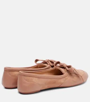 Gianvito Rossi Vault leather-trimmed suede ballet flats | Thumbnail 4