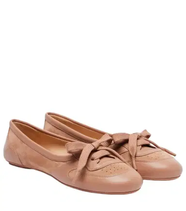 Gianvito Rossi Vault leather-trimmed suede ballet flats | Thumbnail 1