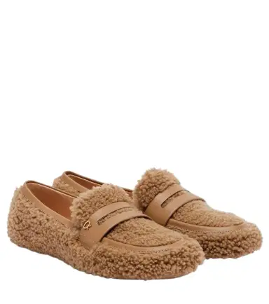 Gianvito Rossi Leather-trimmed shearling loafers | Thumbnail 1 Gianvito Rossi Leather-trimmed shearling loafers | Thumbnail 1