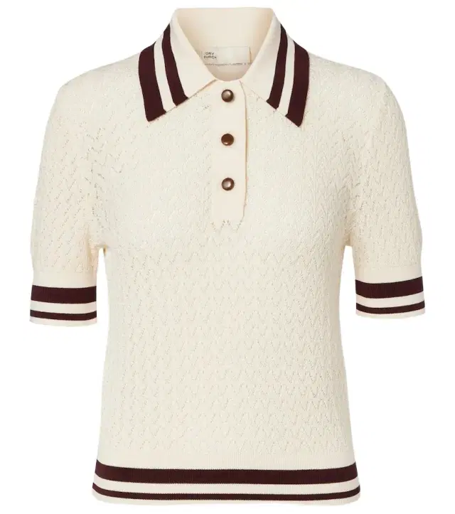 Tory Burch Cotton pointelle polo shirt