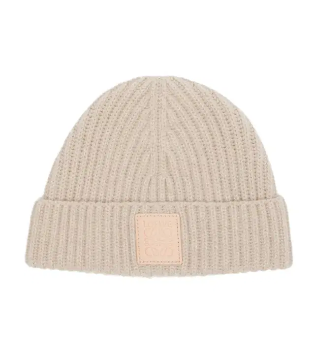 Anagram ribbed-knit cashmere beanie