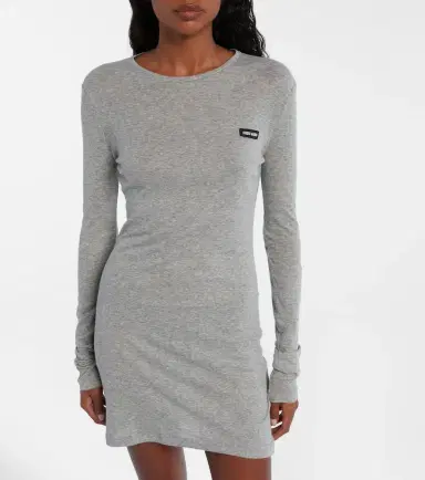 Miu Miu Cotton jersey minidress | Thumbnail 3
