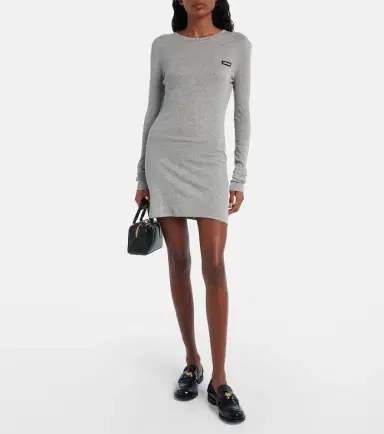 Miu Miu Cotton jersey minidress | Thumbnail 6