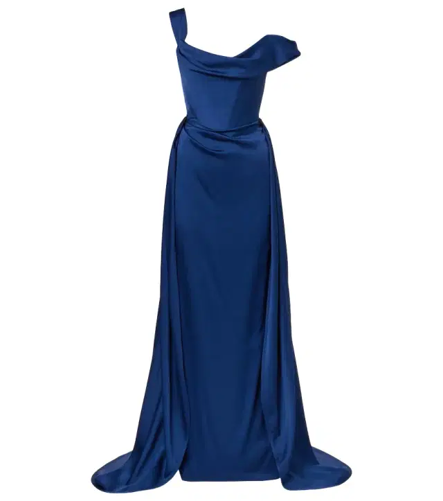 Nova Grace draped asymmetric gown