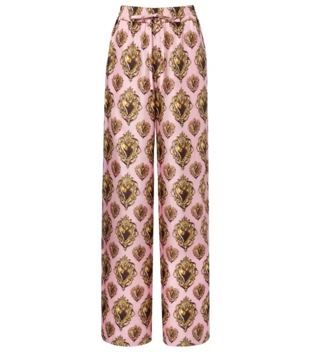 Printed high-rise silk palazzo pants