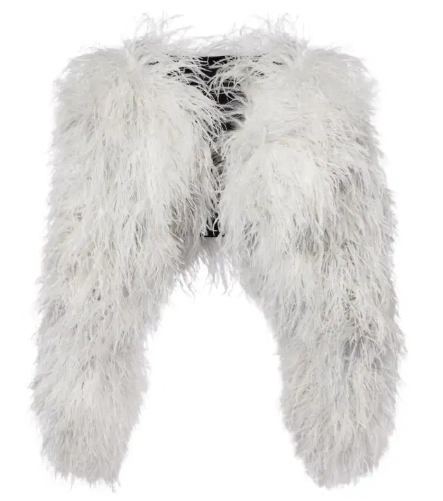 Feather-trimmed cropped jacket