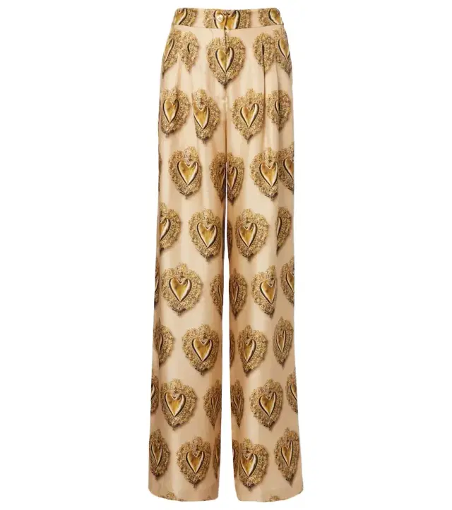 Printed high-rise silk palazzo pants
