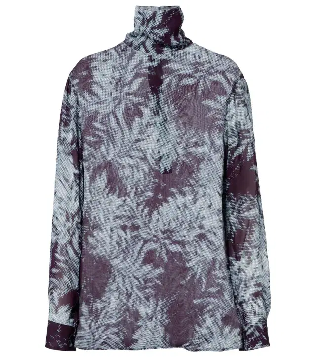 Dries Van Noten Printed sheer chiffon turtleneck top
