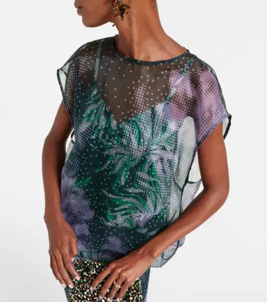Dries Van Noten Printed silk organza top | Thumbnail 4