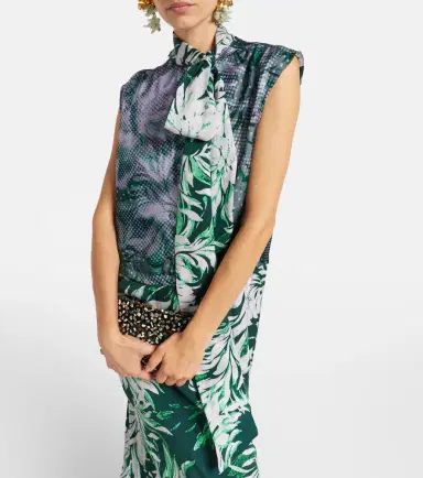 Dries Van Noten Printed tie-neck midi dress | Thumbnail 3
