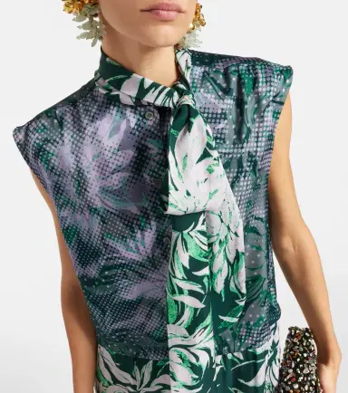 Dries Van Noten Printed tie-neck midi dress | Thumbnail 5