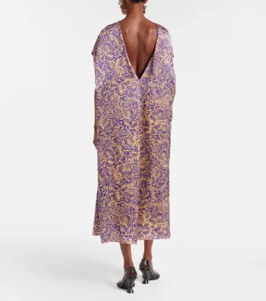 Dries Van Noten Floral silk satin midi dress | Thumbnail 2
