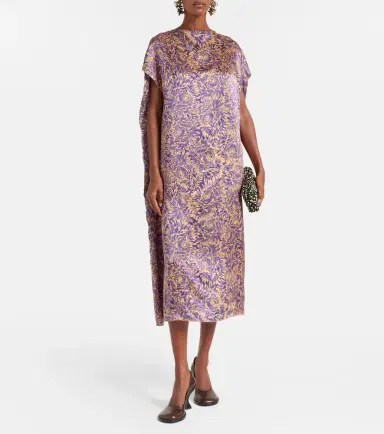 Dries Van Noten Floral silk satin midi dress | Thumbnail 4