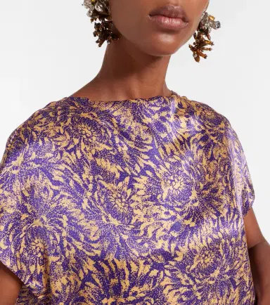 Dries Van Noten Floral silk satin midi dress | Thumbnail 5