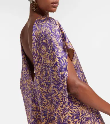 Dries Van Noten Floral silk satin midi dress | Thumbnail 6