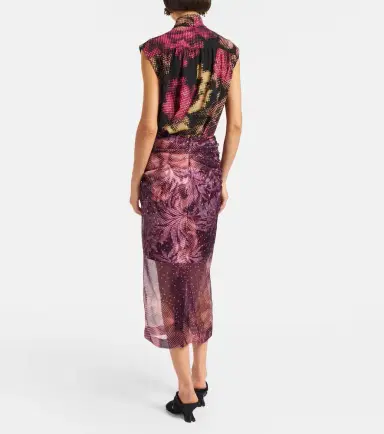 Dries Van Noten Layered printed silk-blend midi skirt | Thumbnail 4