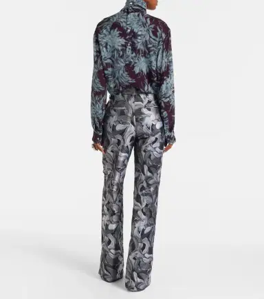 Dries Van Noten Jacquard high-rise wool straight pants | Thumbnail 6 Dries Van Noten Jacquard high-rise wool straight pants | Thumbnail 6