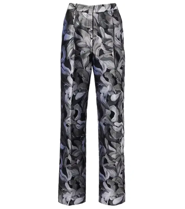Dries Van Noten Jacquard high-rise wool straight pants