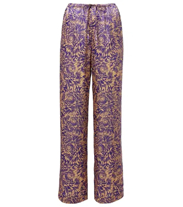 Dries Van Noten Floral silk satin wide-leg pants