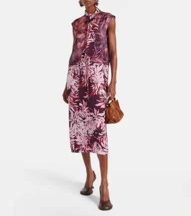 Dries Van Noten Printed tie-neck midi dress | Thumbnail 2 Dries Van Noten Printed tie-neck midi dress | Thumbnail 2