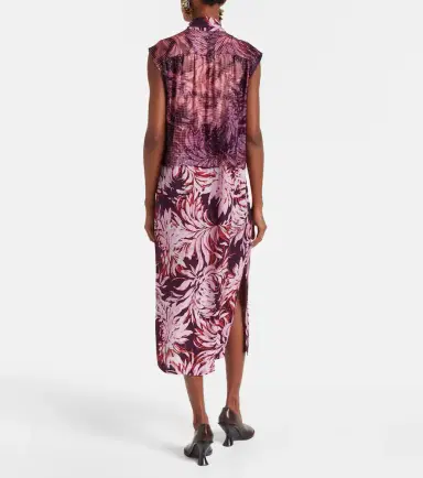 Dries Van Noten Printed tie-neck midi dress | Thumbnail 3 Dries Van Noten Printed tie-neck midi dress | Thumbnail 3