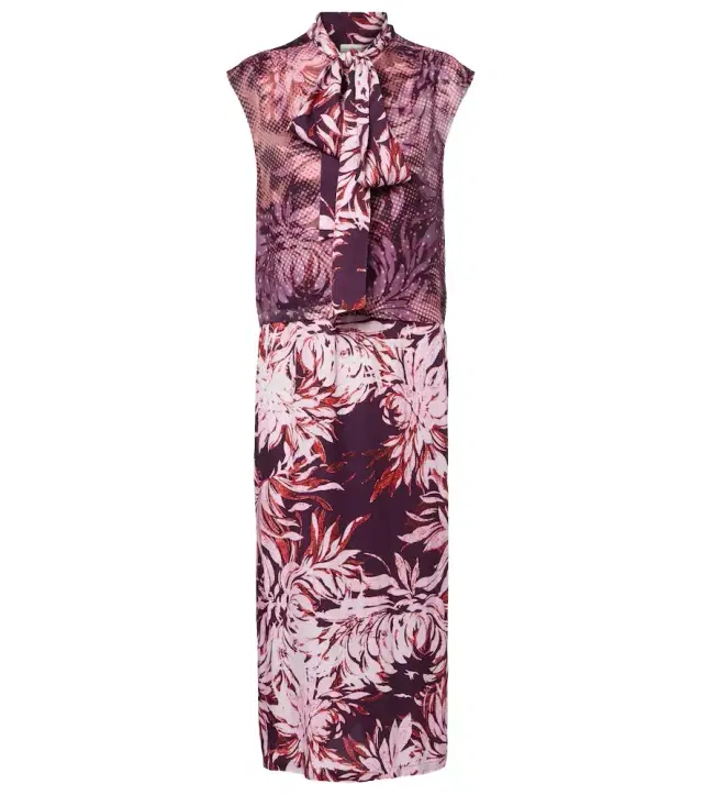 Dries Van Noten Printed tie-neck midi dress