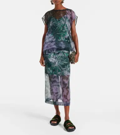 Dries Van Noten Printed silk-blend midi skirt | Thumbnail 5
