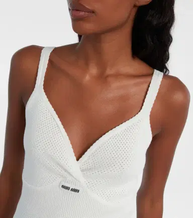 Miu Miu Lace-trimmed cotton top | Thumbnail 2