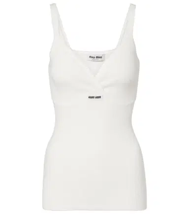 Miu Miu Lace-trimmed cotton top | Thumbnail 1