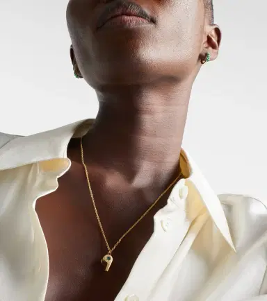 Anita Ko 18kt gold pendant necklace with emeralds | Thumbnail 4