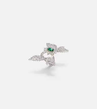 YEPREM Reign Supreme 18kt white gold ring with diamonds and emerald | Thumbnail 2