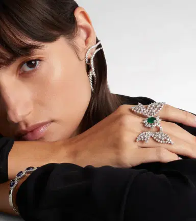 YEPREM Reign Supreme 18kt white gold ring with diamonds and emerald | Thumbnail 3