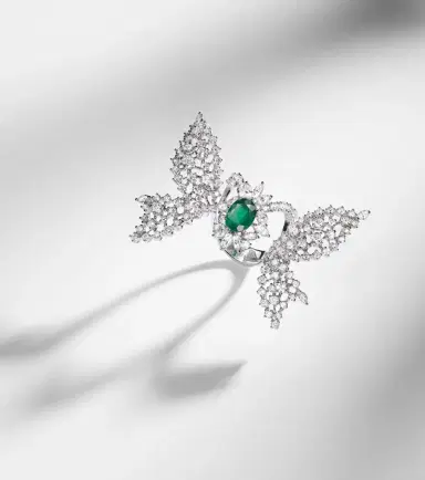 YEPREM Reign Supreme 18kt white gold ring with diamonds and emerald | Thumbnail 5