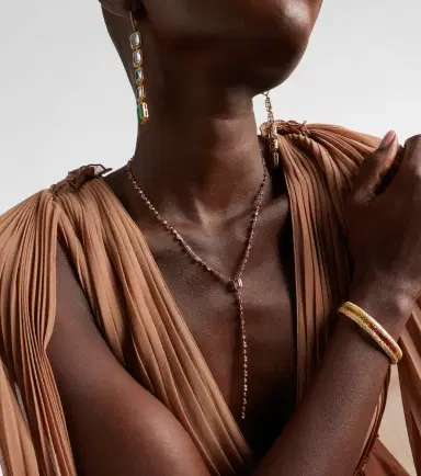 SHAY JEWELRY Y 18kt rose gold lariat necklace with sapphires | Thumbnail 4