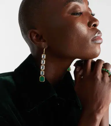SHAY JEWELRY Five Tier Portrait 18kt gold drop earrings with gemstones | Thumbnail 3 SHAY JEWELRY Five Tier Portrait 18kt gold drop earrings with gemstones | Thumbnail 3