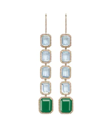 SHAY JEWELRY Five Tier Portrait 18kt gold drop earrings with gemstones | Thumbnail 1 SHAY JEWELRY Five Tier Portrait 18kt gold drop earrings with gemstones | Thumbnail 1