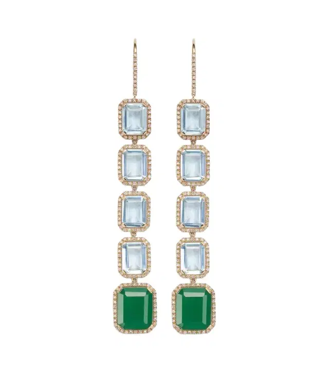 Shay Jewelry Five Tier Portrait 18kt gold drop earrings with gemstones