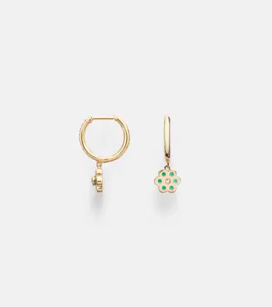 Anita Ko Flora 18kt gold huggie earrings with diamonds and emeralds | Thumbnail 4