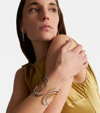 YEPREM Golden Strada 18kt gold and white gold cuff bracelet with diamonds | Thumbnail 3