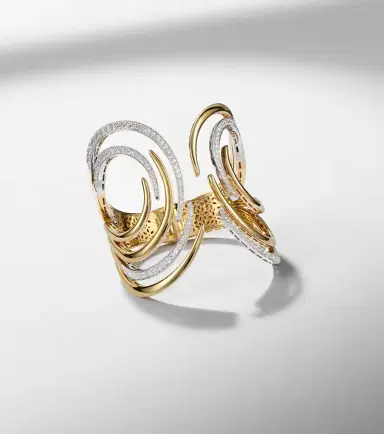 YEPREM Golden Strada 18kt gold and white gold cuff bracelet with diamonds | Thumbnail 5
