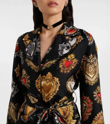 Dolce & Gabbana Devotion belted silk twill blouse | Thumbnail 5