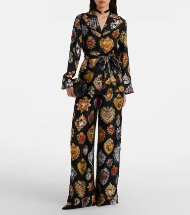 Dolce & Gabbana Devotion belted silk twill blouse | Thumbnail 6