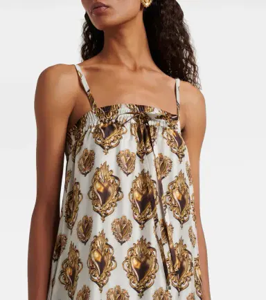 Dolce & Gabbana Feather-trimmed printed silk maxi dress | Thumbnail 4 Dolce & Gabbana Feather-trimmed printed silk maxi dress | Thumbnail 4
