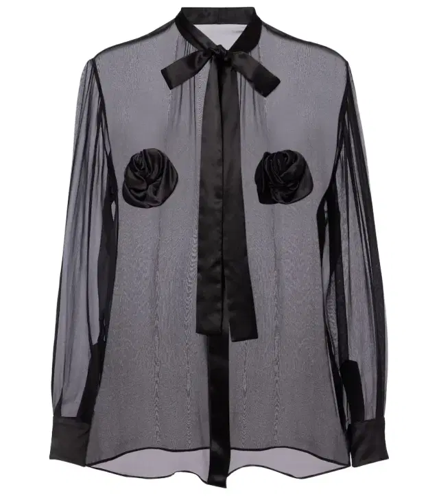 Dolce & Gabbana Floral-appliqué sheer silk blouse