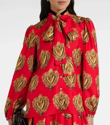 Dolce & Gabbana Printed tie-neck silk blouse | Thumbnail 6 Dolce & Gabbana Printed tie-neck silk blouse | Thumbnail 6