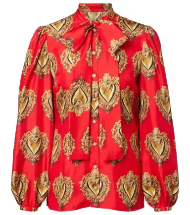 Dolce & Gabbana Printed tie-neck silk blouse | Thumbnail 1 Dolce & Gabbana Printed tie-neck silk blouse | Thumbnail 1