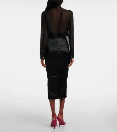 Dolce & Gabbana High-rise satin pencil skirt | Thumbnail 3