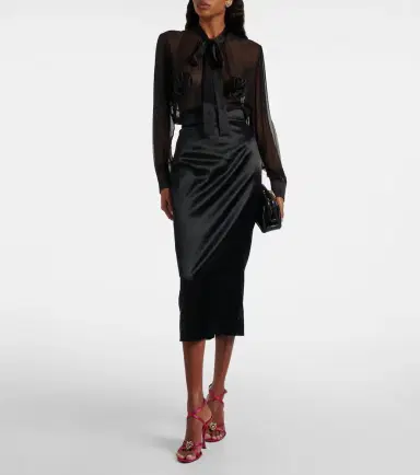 Dolce & Gabbana High-rise satin pencil skirt | Thumbnail 4