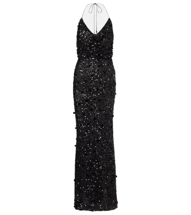 Sequined halterneck gown
